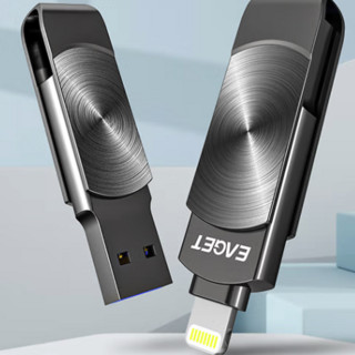 EAGET 忆捷 i66 USB 3.0 苹果U盘 黑色 128G USB-A/Lighting双口