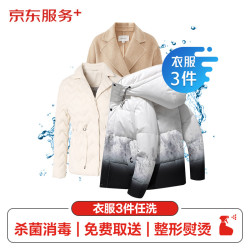 京东 洗衣服务 衣服任洗3件1次 价值2000元以下羽绒服/棉服等 上门取送不限长短干洗水洗去渍熨烫杀