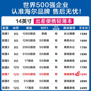  Haier/海尔 超轻薄 笔记本电脑+8G内存+IPS屏+128G固态+5G双频wifi  【14英寸】升级英特尔四核8G内存+IPS屏 intel 集成显卡 无机械硬盘 1920*1080 128GB 60Hz 8GB