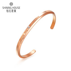 SHINING HOUSE 钻石世家 品牌定制自在心语合金手镯 感 钻石合金手镯 内径约53mm
