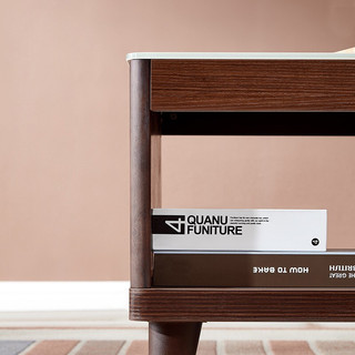 QuanU 全友 120722A 现代简约茶几 楸木色 120*60*43cm