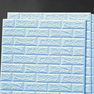 全品屋 环保3D砖纹墙贴 浅蓝色 70*77cm 10片装
