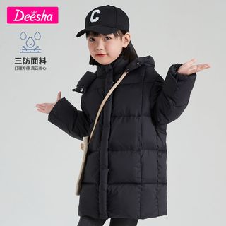 Deesha 笛莎 童装2022冬女童羽绒服新款儿童时尚连帽中长款外套