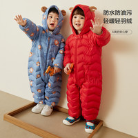 迷你巴拉 MINI BALA 巴拉男女童宝宝羽绒服加厚哈衣 90cm 中国红60611