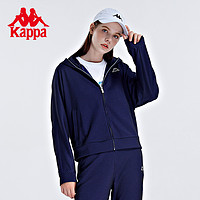 Kappa 卡帕 帽衫秋女运动卫衣休闲条纹开衫外套K0B62MK04