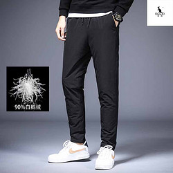 DaiShu 袋鼠 白鹅绒冬季休闲直筒羽绒长裤2200 黑色 2XL（建议141-160斤）