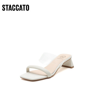 STACCATO 思加图 女士中跟凉鞋 A7181BT2 米白 37