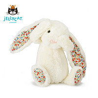 jELLYCAT 邦尼兔 英国jELLYCAT花布奶油色邦尼兔子花耳毛绒玩具宝宝女生软萌白包邮