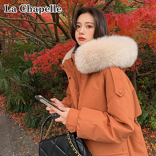 La Chapelle 2022年冬季新款羽绒服女装时尚气质优雅收腰显瘦大毛领防风保暖