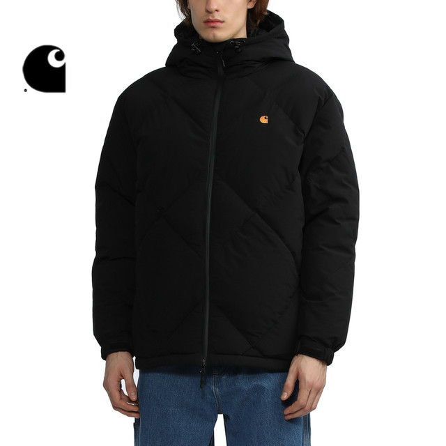 寒流来了：carhartt WIP LOGO刺绣菱格衔缝连帽羽绒服 212005H