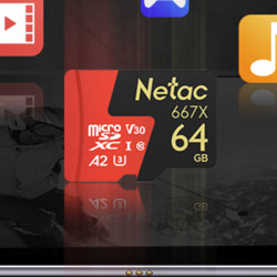 Netac 朗科 P500 超至尊 PRO Micro-SD存储卡 64GB（V30、U3、A2）