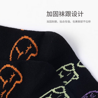 MQD童装儿童袜子3双装卡通猫咪棉感男女童中大童袜子秋冬季中筒袜 MHH1052 紫色，橙色，黑色 M（16-18cm）