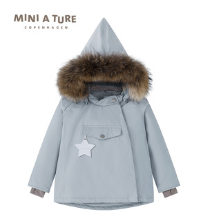 丹麦miniature童装2022冬季新品精灵帽加绒男女童外套宝宝棉服 8900 军绿 98cm