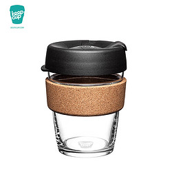 keepcup 咖啡杯便携女可爱水杯玻璃杯带盖家用杯子随行杯桌面杯（木环-黑咖340ml）