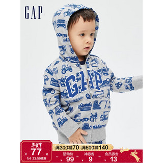 Gap 盖璞 男幼童LOGO恐龙汽车印花卫衣749379 冬季新款儿童装洋气连帽衫