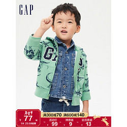 Gap 盖璞 男幼童LOGO恐龙汽车印花卫衣749379 冬季新款儿童装洋气连帽衫