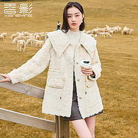 xiangying 香影 毛绒外套女羊羔毛风格中长软糯大翻领仿皮草大衣