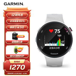 GARMIN 佳明 户外手表 Forerunner45s光白运动跑步心率运动时尚达人健身减肥