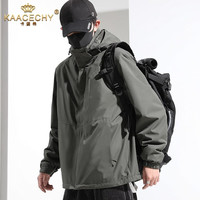 KAACECHY 卡姿希 品牌三合一可拆卸冲锋衣男冬季加绒加厚外套宽松休闲大码户外风衣夹克 军绿色 L
