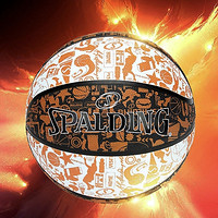 SPALDING 斯伯丁 涂鸦系列 橡胶篮球 84-502Y 白/黑/橘 7号/标准
