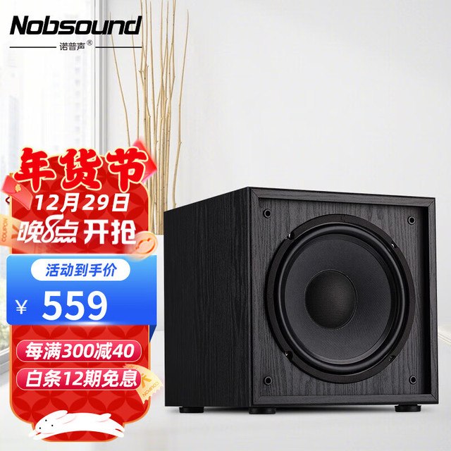 Nobsound 诺普声 SW-100MKII 有源10寸低音炮音箱 家庭影院大炮音响 黑色