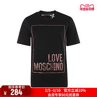 LOVE MOSCHINO 莫斯奇诺 棉质字母装饰女士日常休闲短袖T恤