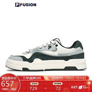 FILA FUSION斐乐潮牌男鞋潮流板鞋2022冬厚底休闲运动鞋BANK 奶白/园林绿-GG 44.5