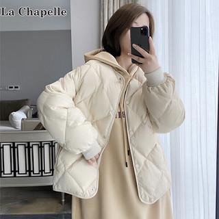 La Chapelle 2022年冬季新款羽绒服女装时尚优雅韩版休闲保暖羽绒外套女 白色 S