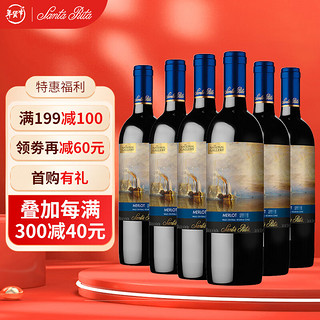 圣丽塔 国家画廊珍藏美乐干红葡萄酒750ml整箱 年货送礼