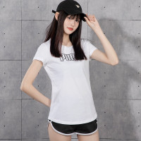 PUMA 彪马 女装23春夏新款时尚LOGO印花透气舒适休闲圆领短袖T恤运动服 671603-02 L
