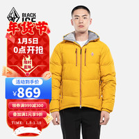 黑冰冬季抗寒户外防风保暖连帽羽绒服800+蓬松95%鹅绒填充 T 深灰色 L XL 黄色