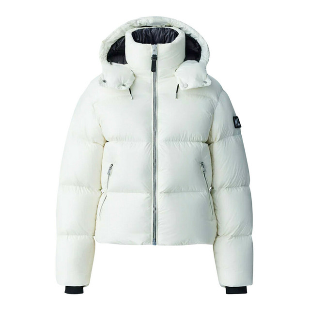 Mackage 女士白色连帽logo袖章夹克羽绒服
