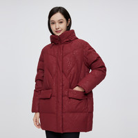 2022年新款冬季基础轻薄连帽中长款保暖羽绒服女 3XL 腰果红