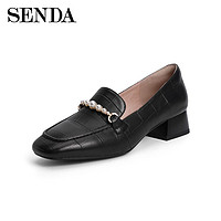 SENDA 森达 2021新品专柜同款通勤石头纹羊皮革女皮单鞋3RT02AM1