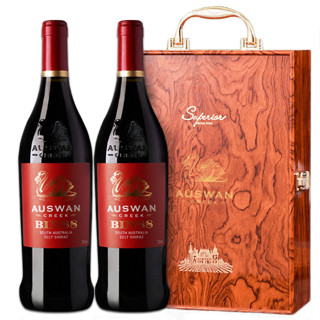 AUSWAN CREEK 天鹅庄 AUSWAN）澳大利亚原瓶进口干红葡萄酒 750ML 双支 红酒年货礼盒 bin88窖藏西拉双支木盒 750ml*2