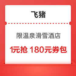 1元抢，周末节假日可用！冬日温泉滑雪酒店180元券包