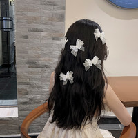 网红发夹女夏后脑勺蝴蝶结白色黑色发饰蕾丝头饰仙气夹发卡小夹子