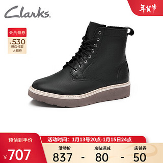 Clarks 其乐 仙踪系列 Trace Pine 女士8孔马丁靴 261437284 黑色 37.5
