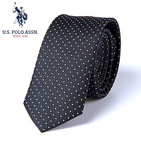 us polo assn U.S.POLO ASSN.男士领带5cm窄款商务正装新郎律师百搭休闲学生品牌领带男款送礼装 SLDOO-60011 黑色圆圈