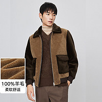 SINBOS 新款男式羊毛外套冬季休闲厚实保暖翻领羊剪绒