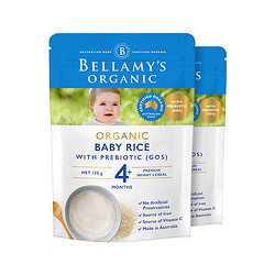 BELLAMY'S 贝拉米 婴幼儿有机辅食 益生元GOS米粉 125g*2袋 4+