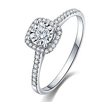 SEAZA 喜钻 18K钻石戒指方形钻戒超大显钻求婚送礼钻石女戒