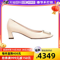 Roger Vivier 罗杰维维亚 女士Trompette方扣高跟鞋粗跟单鞋中跟牛皮