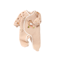 molobalo 麦拉贝拉 HY64108 婴儿斜襟系带长袖连体衣 小鹿咖色 59cm