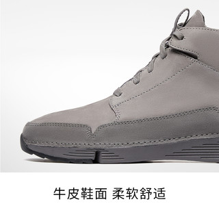 Clarks其乐男士秋冬三瓣底休闲鞋舒适系带运动鞋高帮鞋 黑色261612207 42