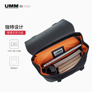 UMM 双肩包男士商务时尚潮流16英寸电脑包大容量旅行运动防水背包女 黑色-T7036-1拉链款
