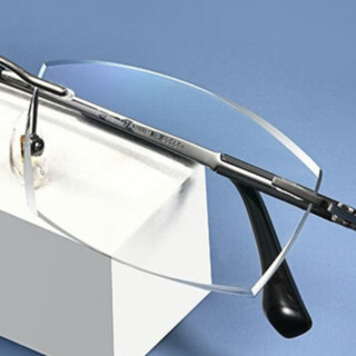 JingPro 镜邦&winsee 万新 99666 黑色钛架眼镜框+1.67折射率 防蓝光镜片