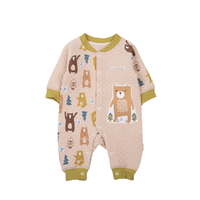 麦拉贝拉 HY64108 婴儿长袖连体衣 小熊按扣款 浅咖色 66cm