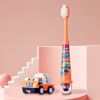 MINISO 名创优品 小汽车儿童软毛护龈牙刷（1只装+玩具）*2 软细毛牙刷口腔清洁小刷头护龈牙刷(颜色随机）