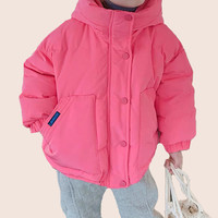 MY Ladybird House 瓢虫之家 女童夹棉加厚棉服2022冬季新款中大童保暖休闲连帽外套棉服